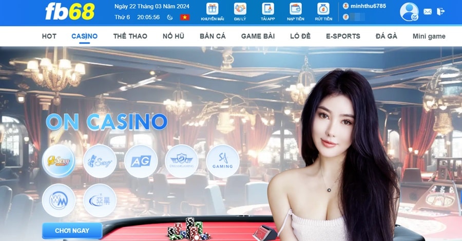 Bạn có thể giải trí với nhiều sảnh Casino trực tuyến của FB68